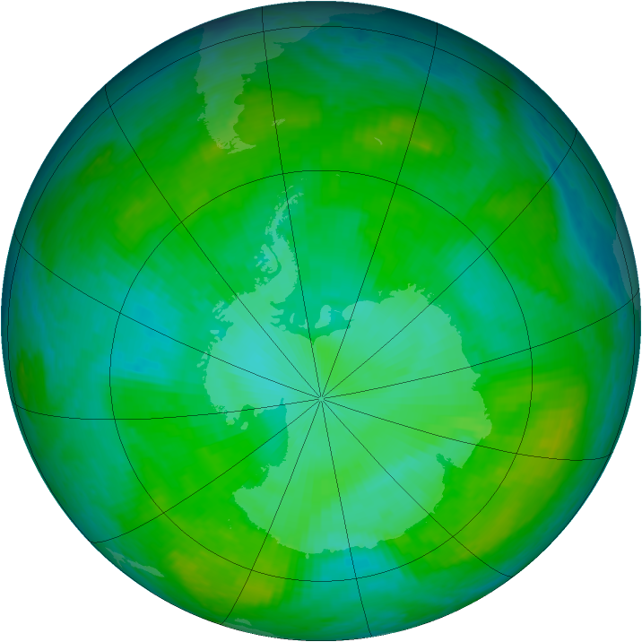Antarctic ozone map for 24 December 2002